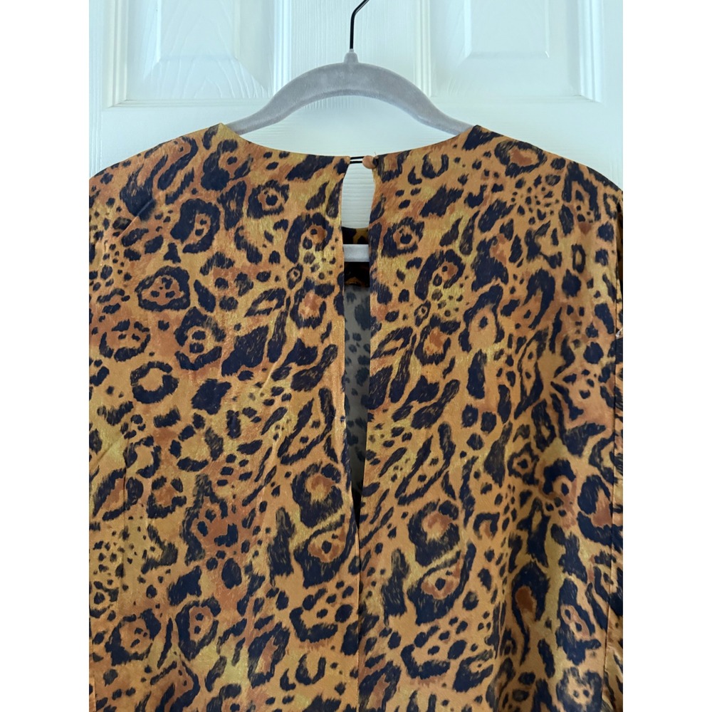 H&M Brown Leopard Print Flowy Mini Dress Long Sleeve Boho‎ Animal Print Size S - Picture 10 of 11